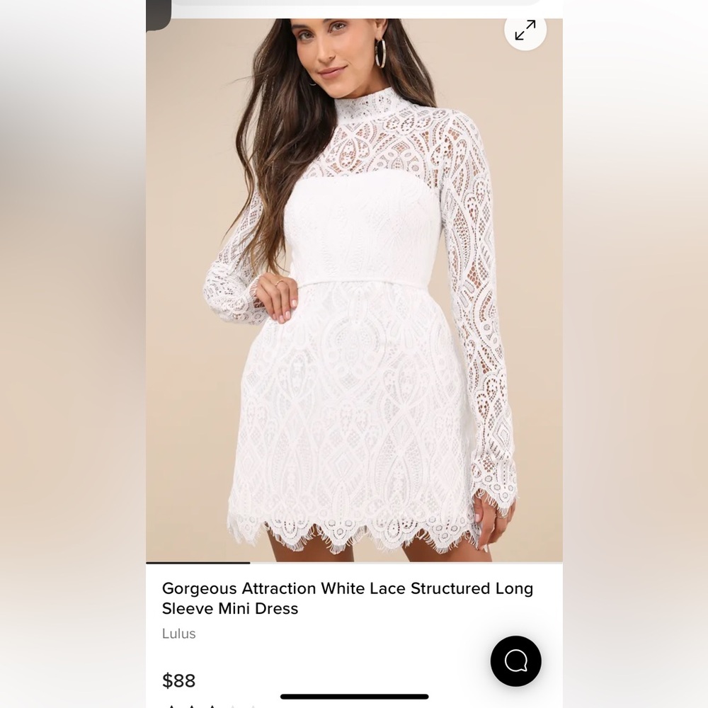 Lulu's Elegant White Lace Long Sleeve Dress